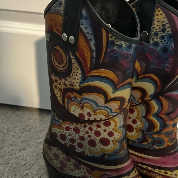 Nomad Corkys Women Rubber Rain Boots Western Cowboy BOHO Hippie Chic Size 9 - Picture 2 of 7